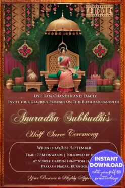 Princess Throne Half Saree Invitation - The Royal Affair
