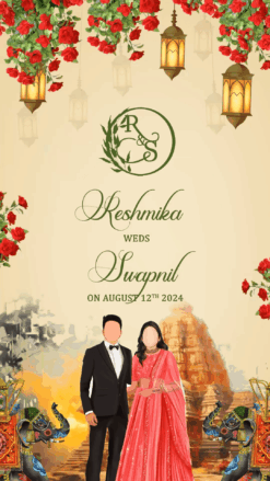 Romance in Red -Couple theme Wedding Blossoms Invitation