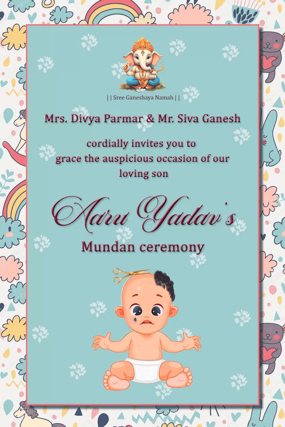 Cartoon-Mundan-Vidhi-Invitation-Boy-Hair-cut
