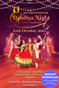 Dandiya Night Happy Navratri Invitation for Dussehra