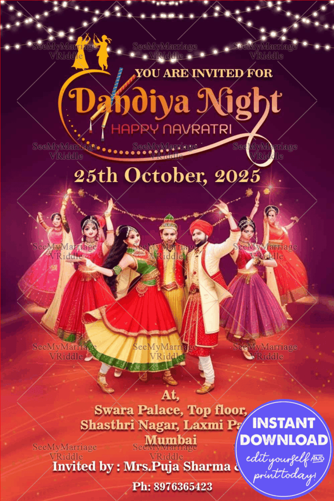 Dandiya Night Happy Navratri Invitation for Dussehra