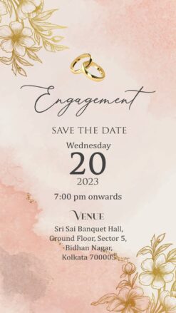 Beige and Gold Floral Engagement Invitation