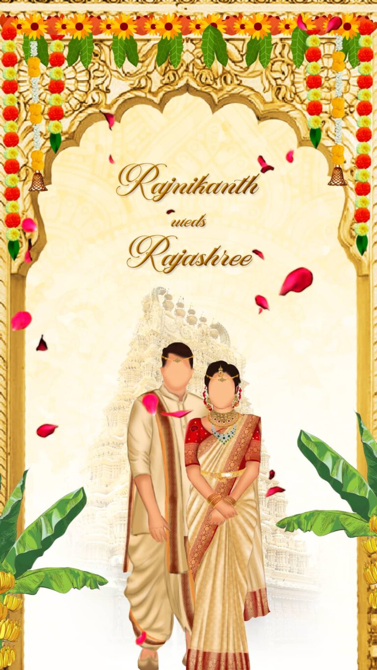 Golden Telugu Union: South Indian Wedding Invitation