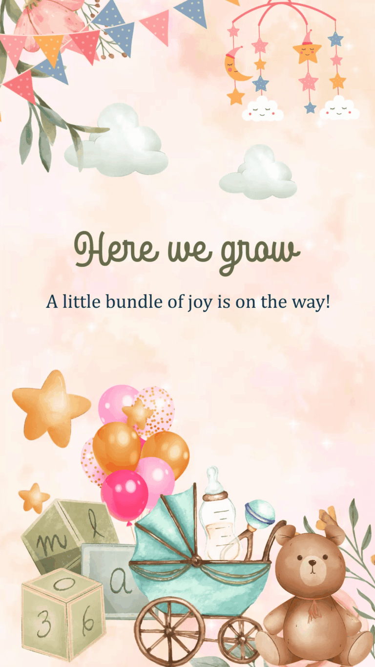 Joyful Anticipation - Caricature Theme Voice Over Baby Shower Invitation with entire family
