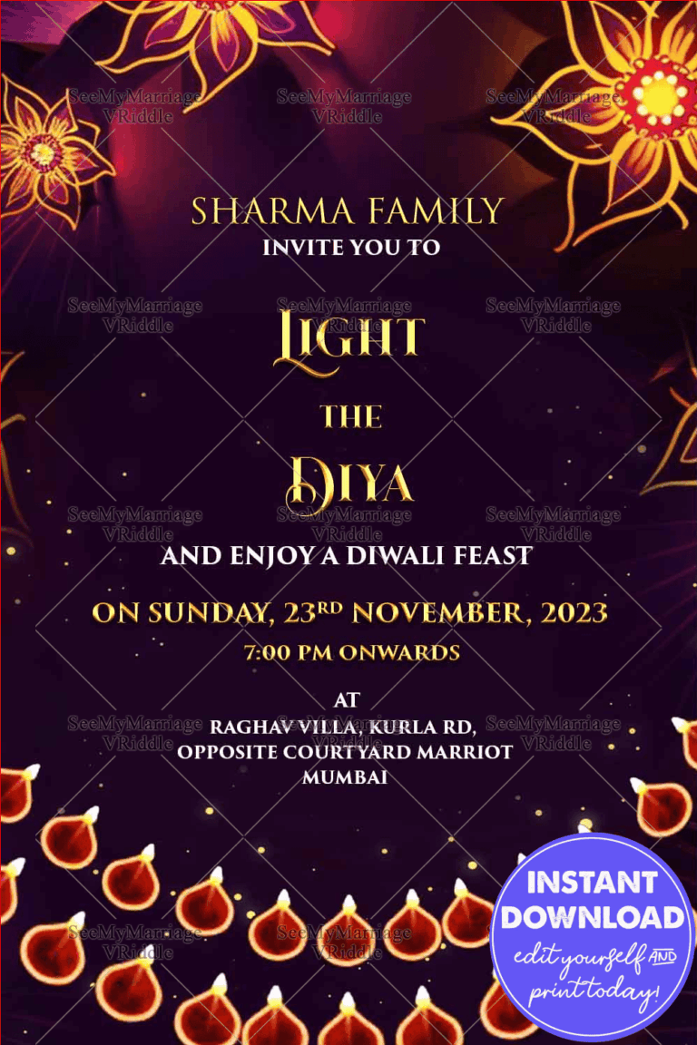 Light the Diya Diwali Celebration Invitation Violet