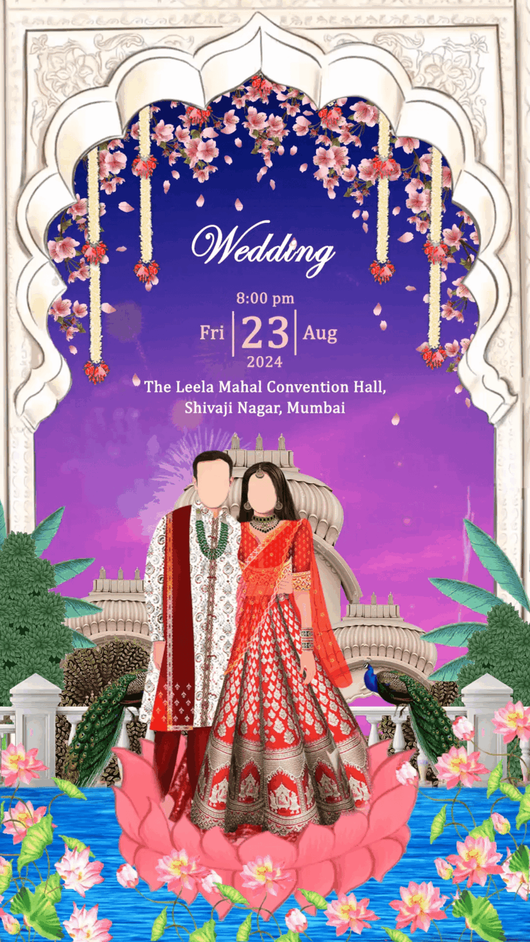 Lotus Love - Digital Wedding Invitation with Haldi, Mehendi, Sangeet, Reception of Baraat and Wedding events