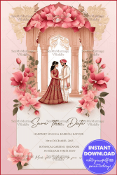 North-Indian-Save-the-Date-Floral-Invitation