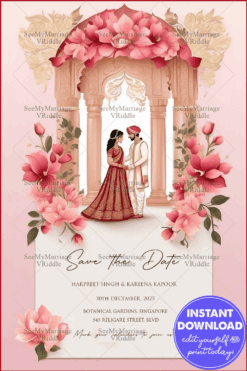 Pastel Love - North Indian Save the Date in Shades of Pink