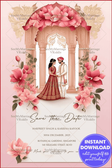 North-Indian-Save-the-Date-Floral-Invitation