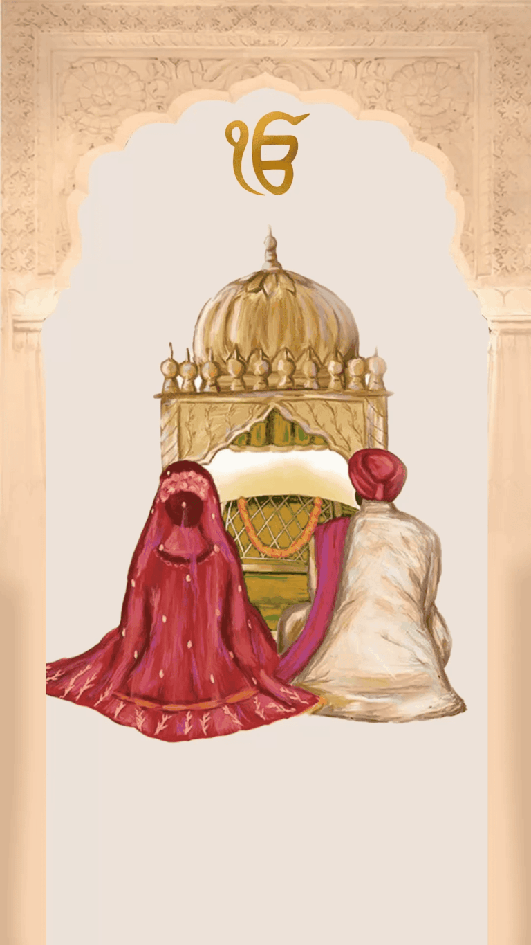 Pastel theme Gurudwara theme Sikh Anand Karaj Invitation