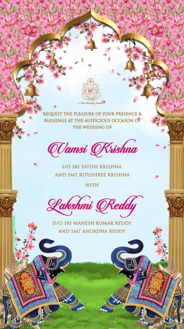 South Indian Wedding Invitation with Wedding and Reception slides