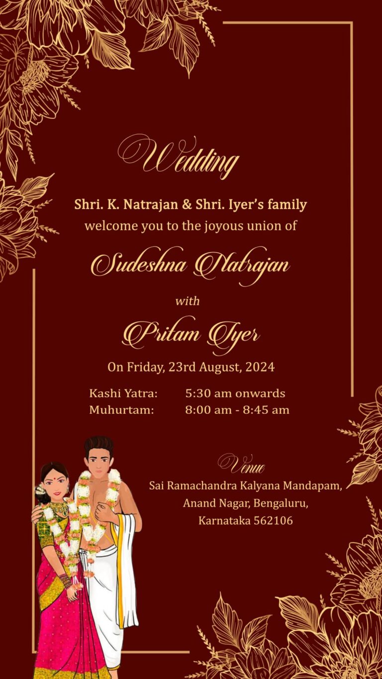 Eternal Bond - Tamil Brahmin Kankotri Invitation for Engagement, Wedding and Reception events