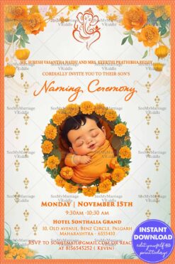 Oranges and Marigold - Naming Ceremony Theme Invitation