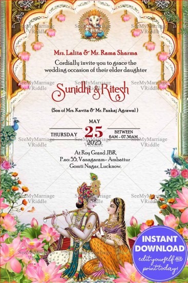 Divine Union: Radha Krishna Wedding Invitation – SeeMyMarriage