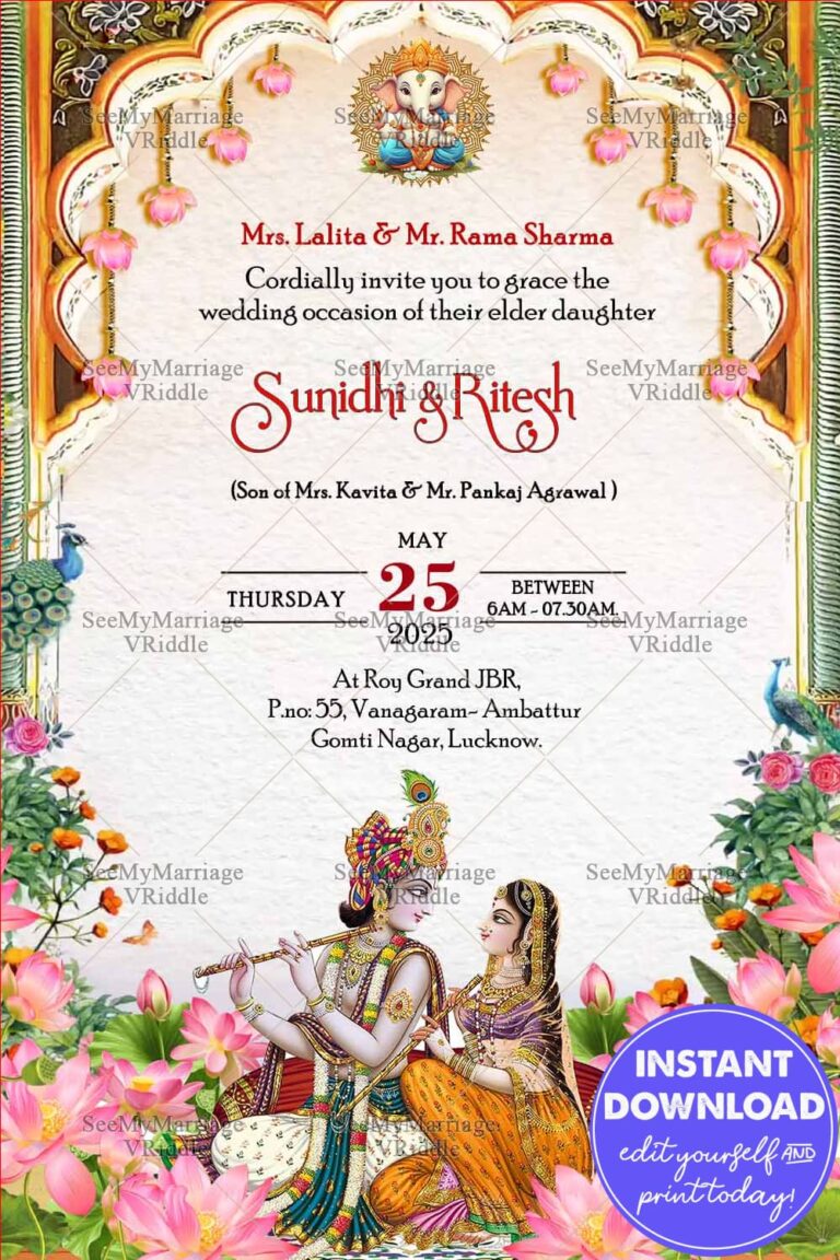 Divine Union: Radha Krishna Wedding Invitation