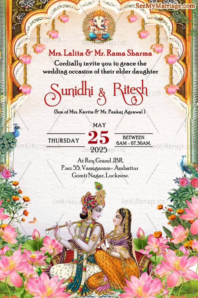 Divine Union: Radha Krishna Wedding Invitation – SeeMyMarriage