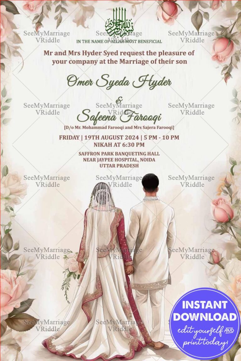 Florals and Pastel: A Digital Invitation for an Elegant Nikah Ceremony