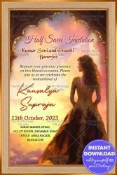 Sunset Radiance Half Saree Celebration Invitation