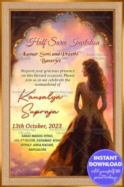 Sunset Radiance: Half Saree Celebration Invitation