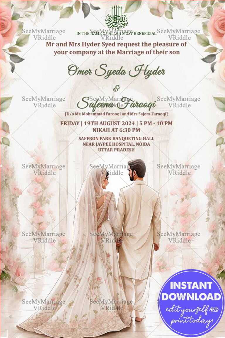 Walking Couple Infinite Love: A Nikkah Affair - Invitation