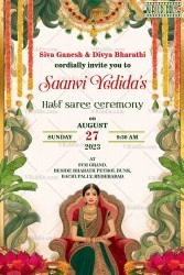 Green and Graceful: Traditional Half Saree Invitation