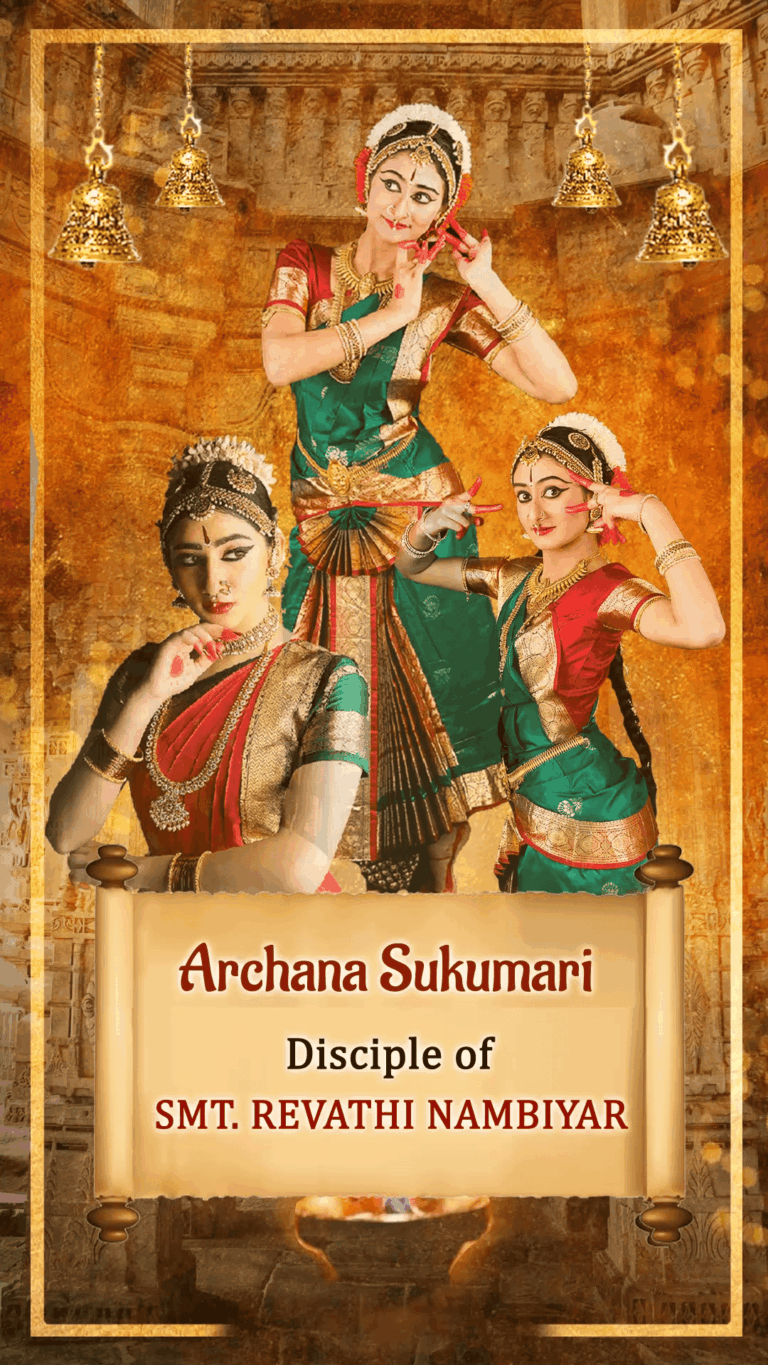 Golden Bells Arangetram Invitation with Photos