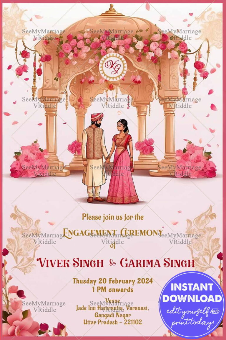 Pastel Pink Love North Indian Save the Date in Pink Shades