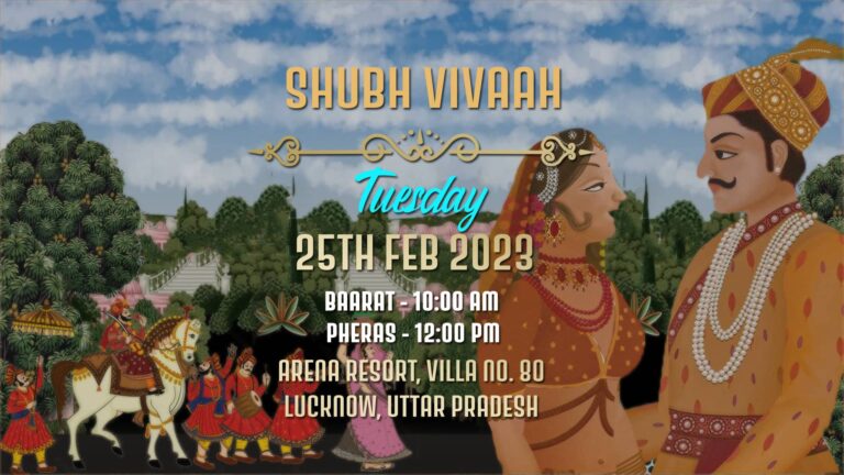 Shubh Vivah Multicolor Kalamkari Art Wedding Invitation Video with Haldi, Mehendi, Sagai, Sangeet and Wedding events