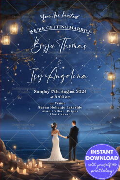 Under the Stars Save the Date for a Night of Love and Lights with the Standing Couple