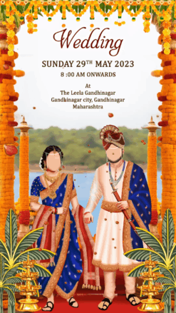 Floral Elegance: Maharashtrian Wedding Invitation with Sakharpuda, Haldi and Wedding events