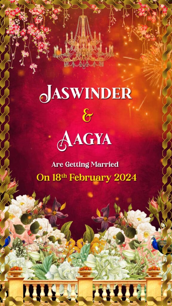 Multicolor Punjabi Invitation with Sunflower Radiance with Haldi, Sangeet and Anand Karaj events