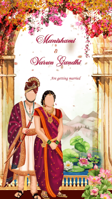 pink-orange-royal-maharashtrian -wedding-arch-floral-theme