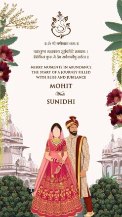 Symphony of North Indian Wedding, Peacock theme, Invitation with Baraat, Wedding and Reception events