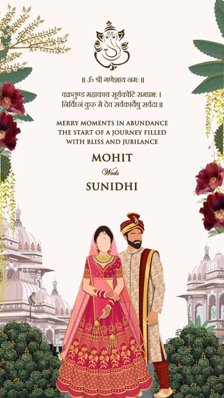 Symphony of North Indian Wedding, Peacock theme, Invitation with Baraat, Wedding and Reception events