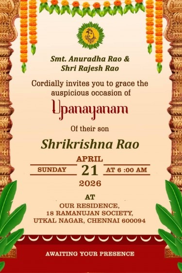 A Traditional Upanayanam Ceremony Invitation With Family Caricature_0000