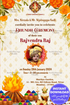 Dhundh Ceremony Invitation with Photo