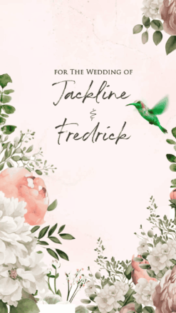 Humming Save the Date with Florals and an elegant light pink background