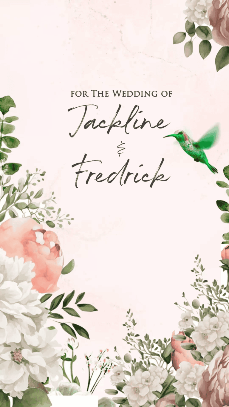 Humming Save the Date with Florals and an elegant light pink background