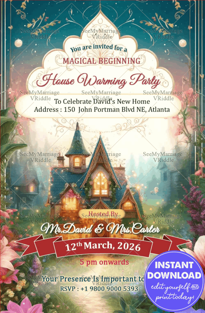 Disney Castle Magical Housewarming Invitation Christian theme