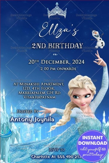 Elsa's Frozen Kingdom Birthday Invitation Inspired by the Ice Queen's Magic
