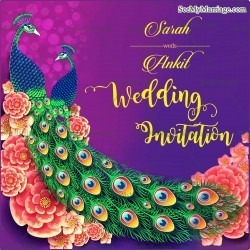 Ornate Wedding Invitation with Vibrant Peacock Theme and Luxurious Floral Accents