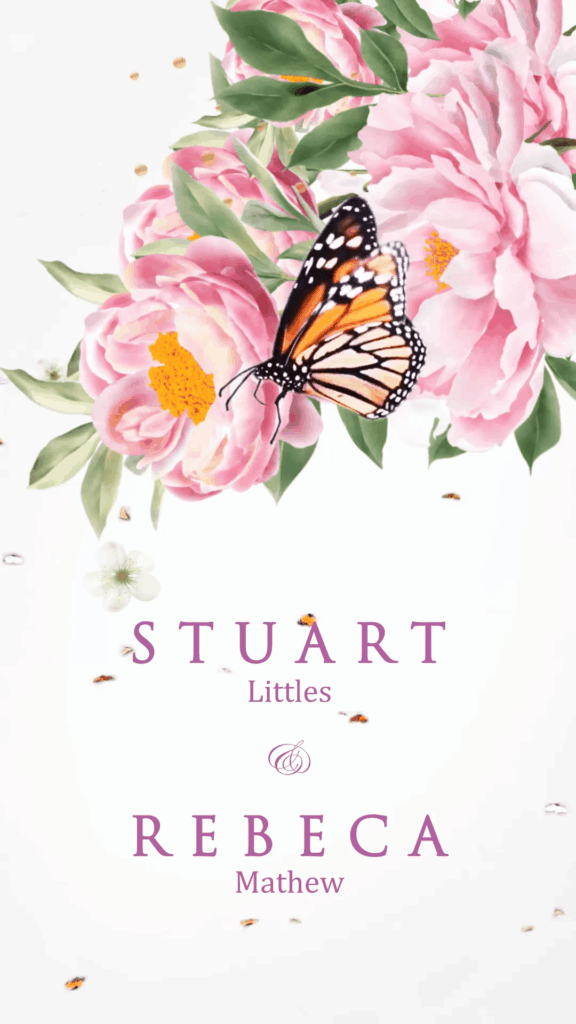 Paeonia and Butterfly theme Western Wedding Invitation