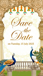 Peacock theme Indian Wedding Save the Date Invitation