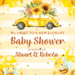 Honeycomb Baby Shower Invitation with Sunflowers