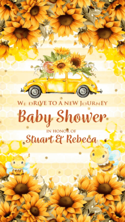 Honeycomb Baby Shower Invitation with Sunflowers