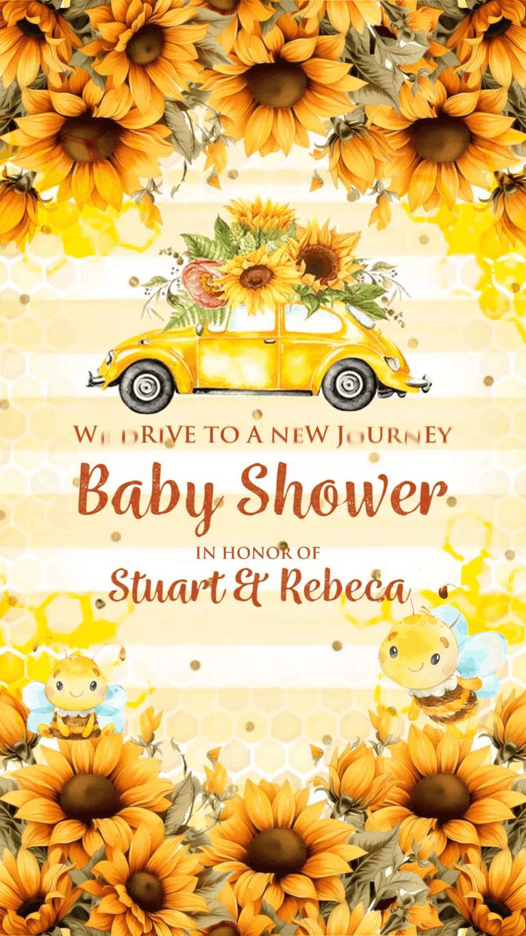 Honeycomb Baby Shower Invitation with Sunflowers