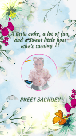 Butterfly Theme 1st Birthday Invitation with add photo