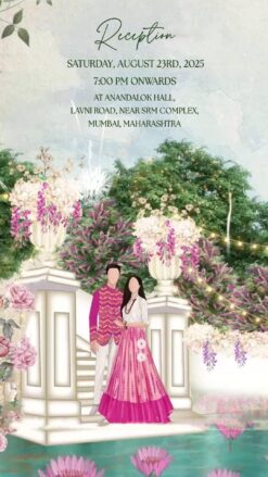 Love in Bloom South Indian Wedding Invitation with Haldi, Pellikuthuru, Mehendi, Wedding and Reception events