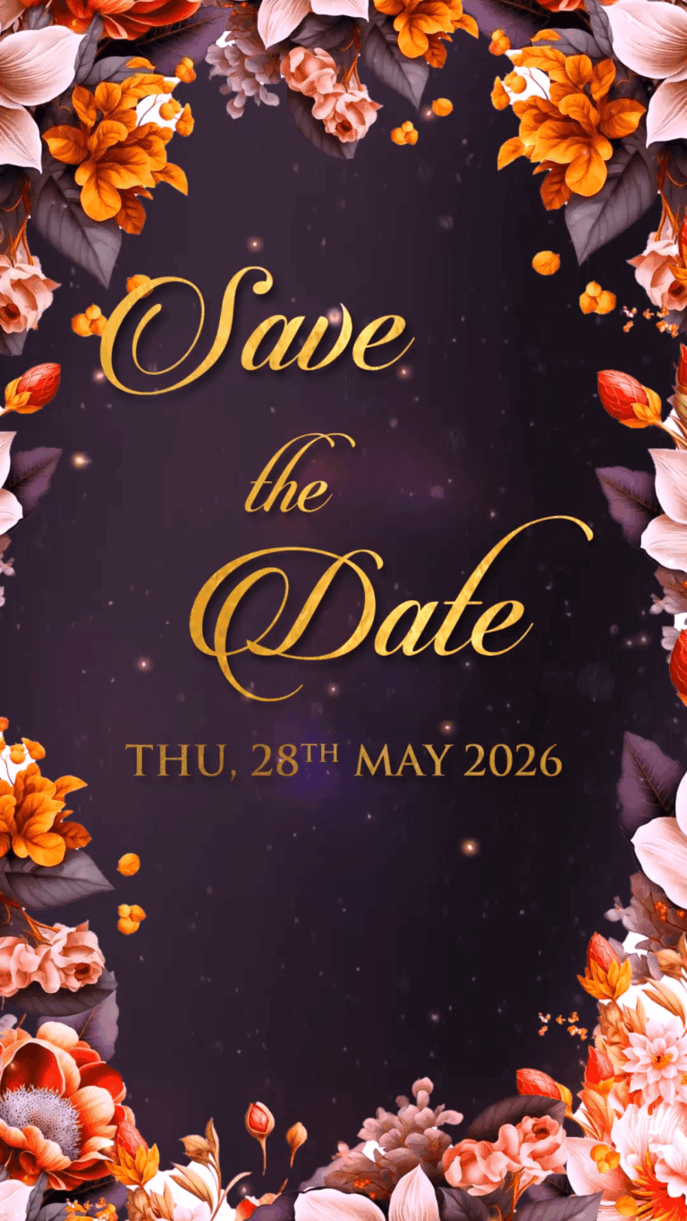 Modern Blue theme 3d Floral Indian Wedding Invitation Video