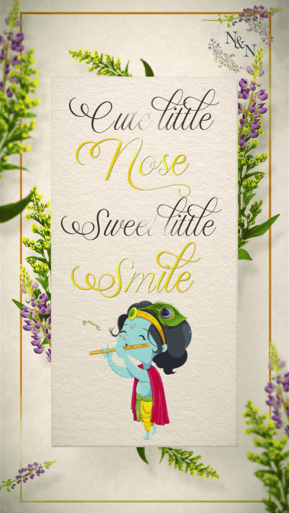 Little Krishna Baby Shower Invitation with cradle